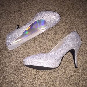 Silver Glittery Stilettos